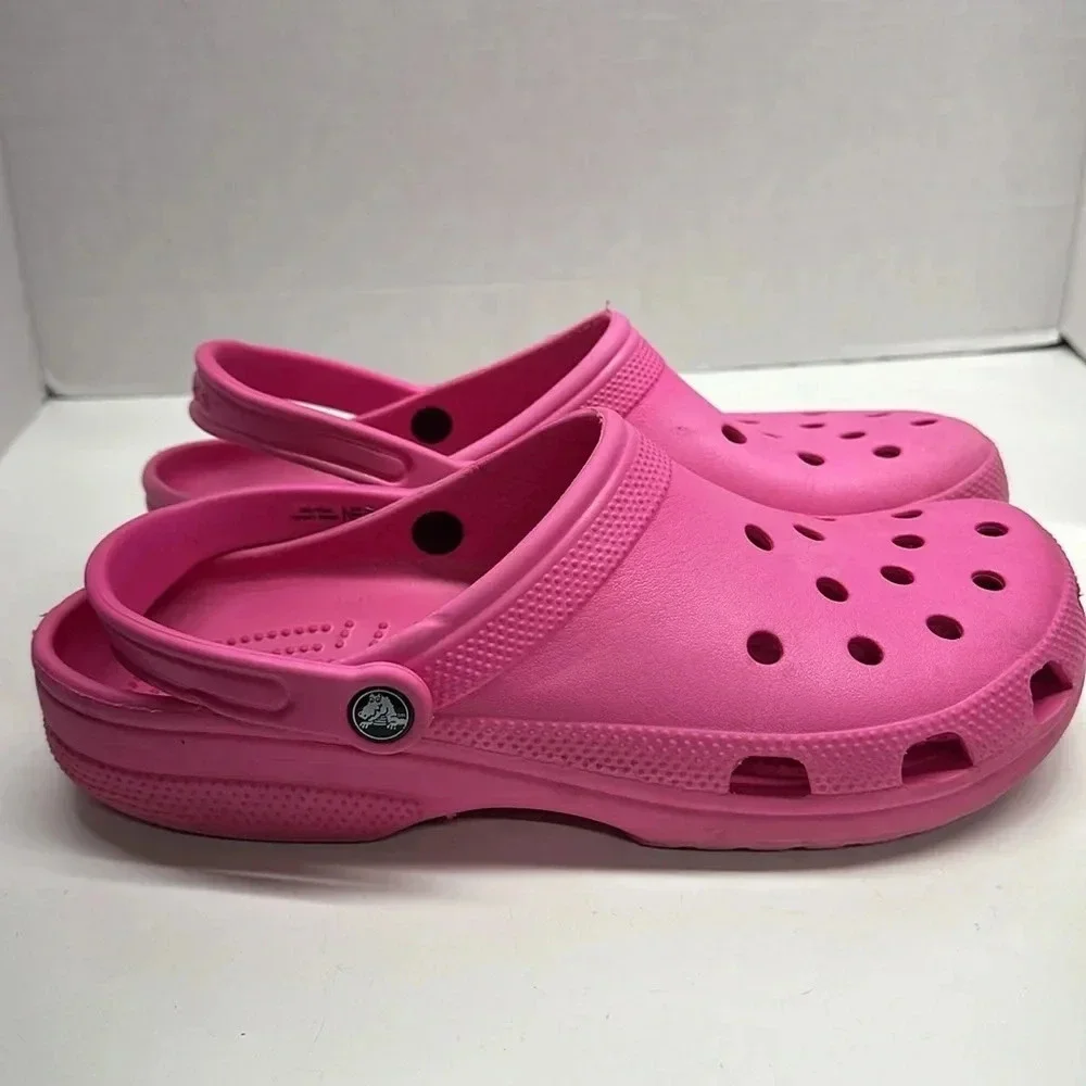 Crocs Slip On Mules Classic Shoes Sandals Rubber Hot Pink Men's Size 11